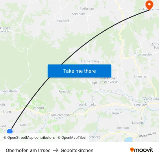 Oberhofen am Irrsee to Geboltskirchen map
