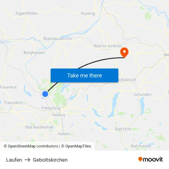Laufen to Geboltskirchen map