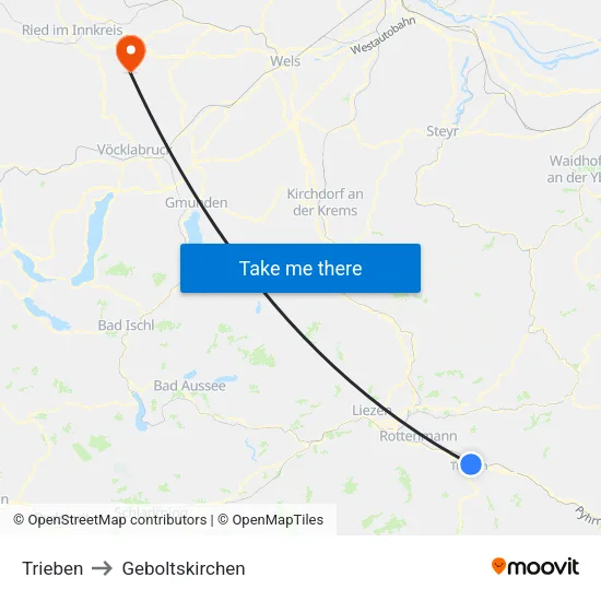 Trieben to Geboltskirchen map