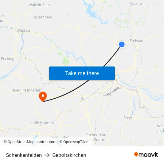 Schenkenfelden to Geboltskirchen map