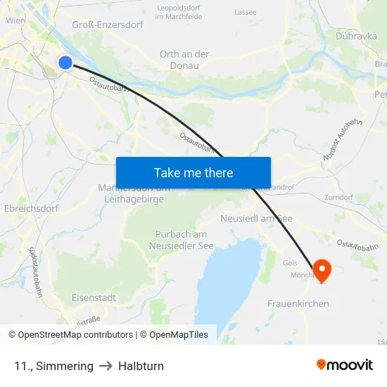 11., Simmering to Halbturn map