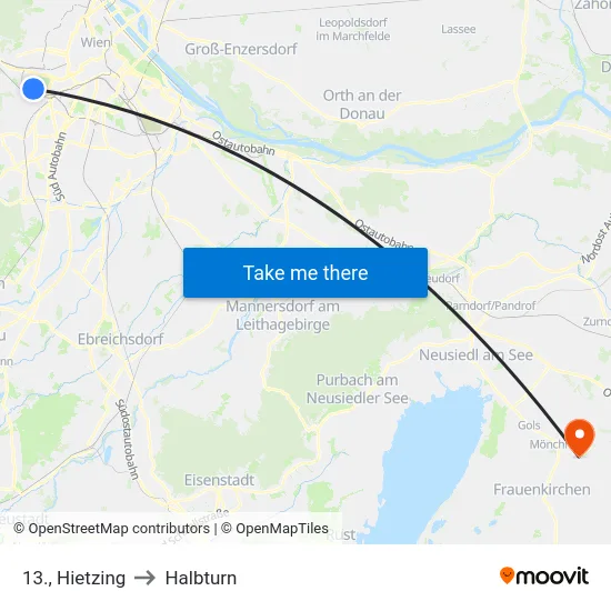 13., Hietzing to Halbturn map