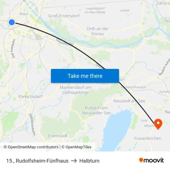 15., Rudolfsheim-Fünfhaus to Halbturn map