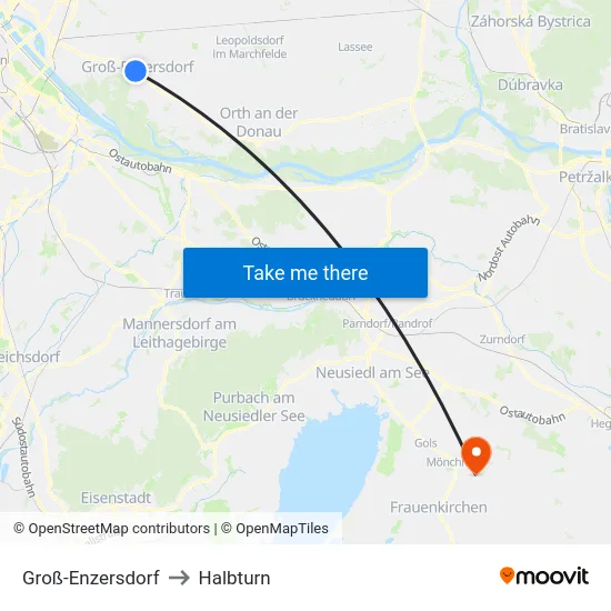 Groß-Enzersdorf to Halbturn map