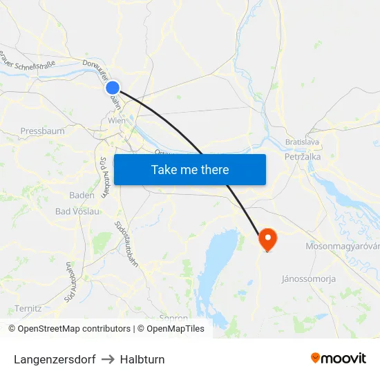 Langenzersdorf to Halbturn map