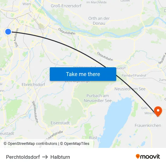 Perchtoldsdorf to Halbturn map
