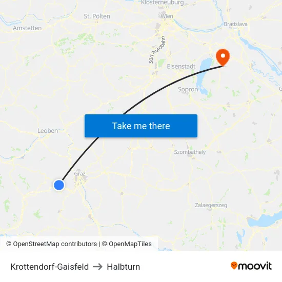 Krottendorf-Gaisfeld to Halbturn map
