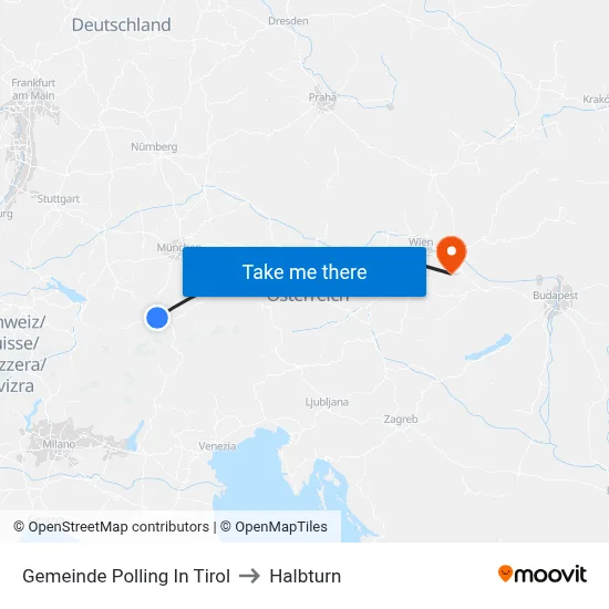 Gemeinde Polling In Tirol to Halbturn map