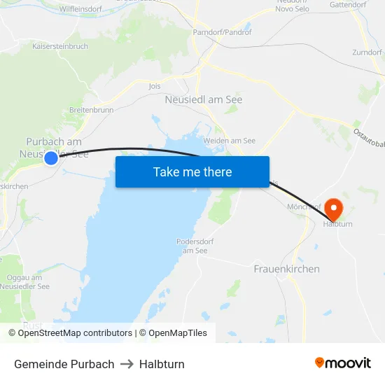 Gemeinde Purbach to Halbturn map