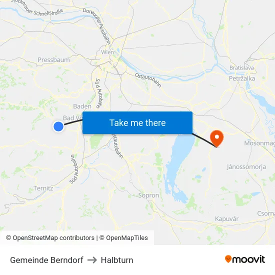 Gemeinde Berndorf to Halbturn map