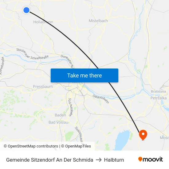 Gemeinde Sitzendorf An Der Schmida to Halbturn map