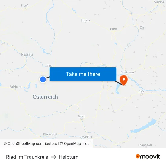 Ried Im Traunkreis to Halbturn map
