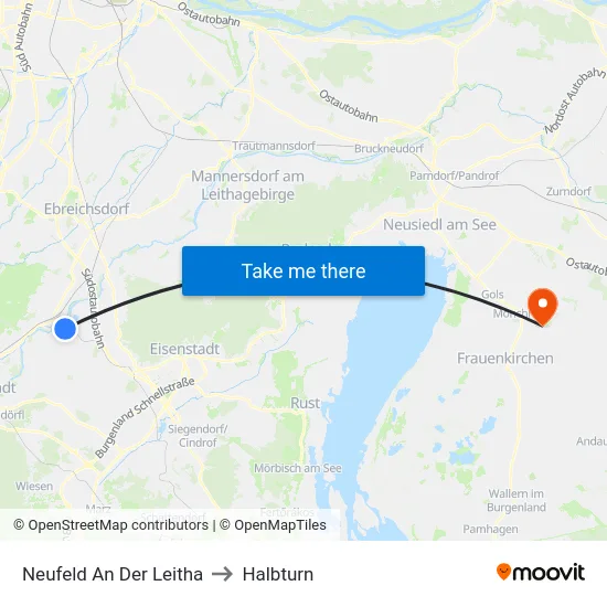 Neufeld An Der Leitha to Halbturn map