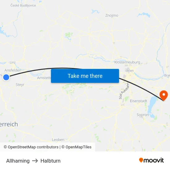 Allhaming to Halbturn map