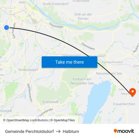Gemeinde Perchtoldsdorf to Halbturn map