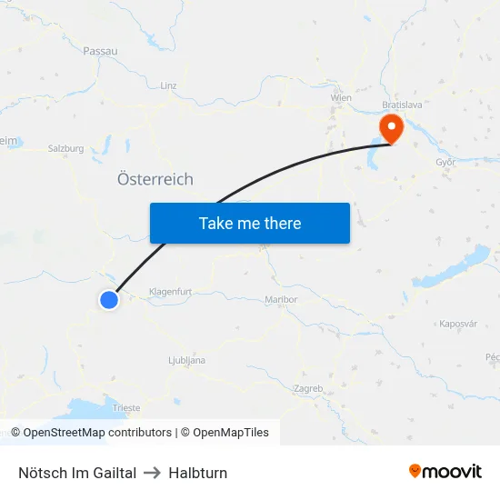 Nötsch Im Gailtal to Halbturn map