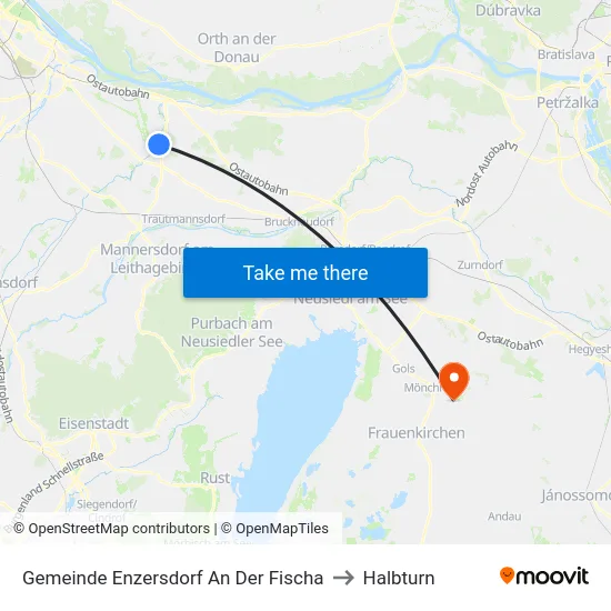 Gemeinde Enzersdorf An Der Fischa to Halbturn map