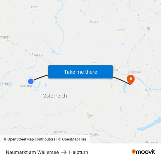 Neumarkt am Wallersee to Halbturn map