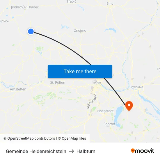 Gemeinde Heidenreichstein to Halbturn map