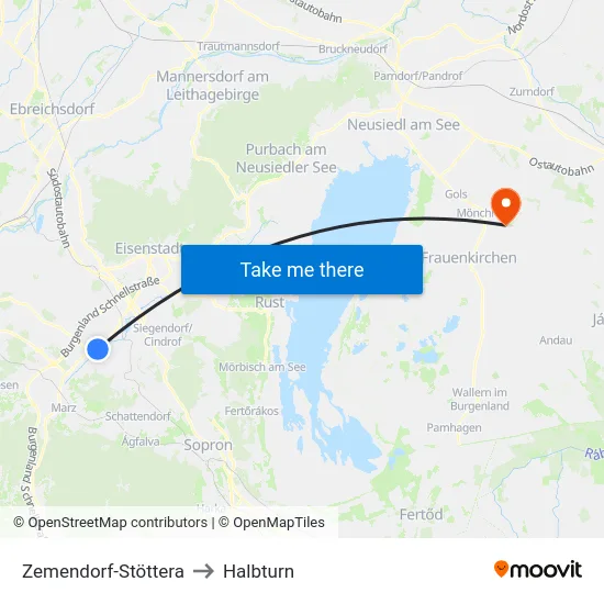 Zemendorf-Stöttera to Halbturn map