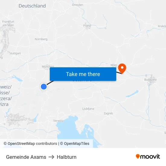 Gemeinde Axams to Halbturn map