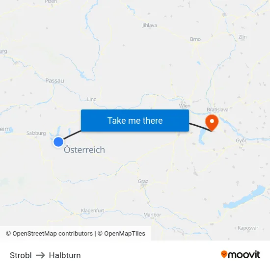 Strobl to Halbturn map