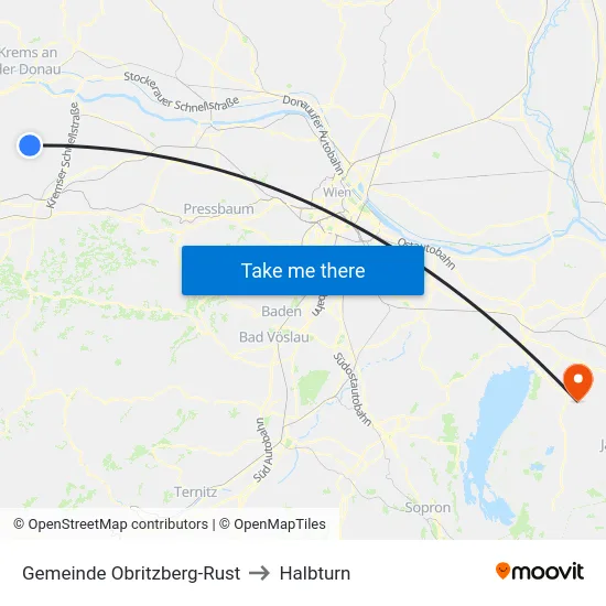 Gemeinde Obritzberg-Rust to Halbturn map