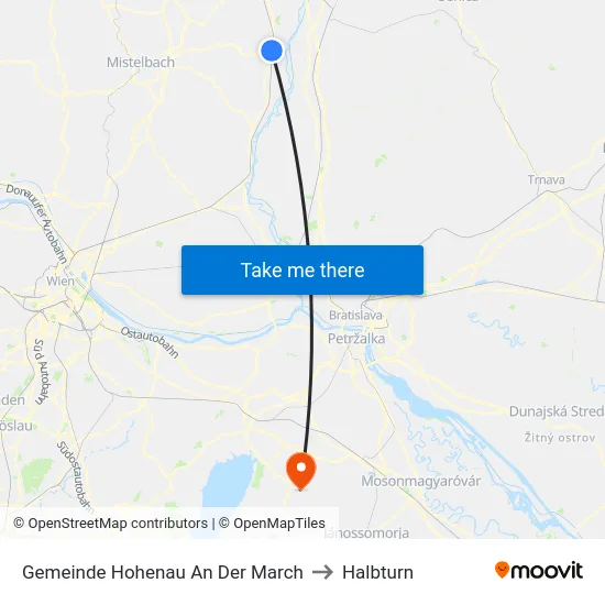 Gemeinde Hohenau An Der March to Halbturn map