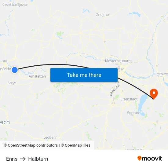 Enns to Halbturn map