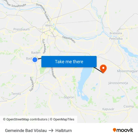 Gemeinde Bad Vöslau to Halbturn map