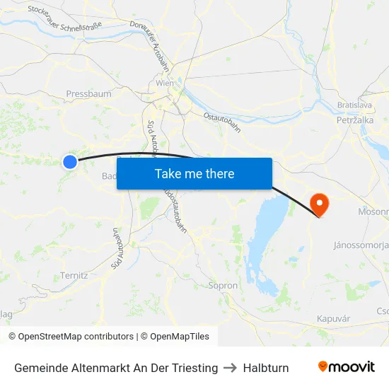 Gemeinde Altenmarkt An Der Triesting to Halbturn map