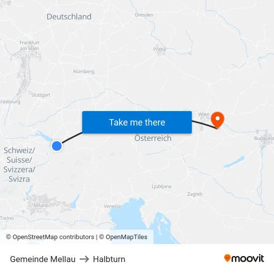 Gemeinde Mellau to Halbturn map