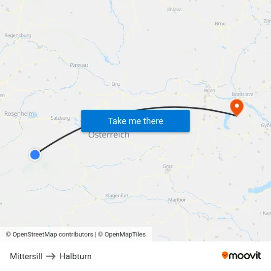 Mittersill to Halbturn map