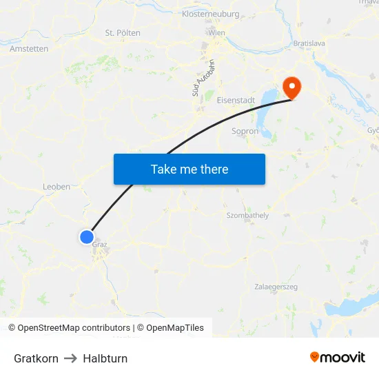 Gratkorn to Halbturn map