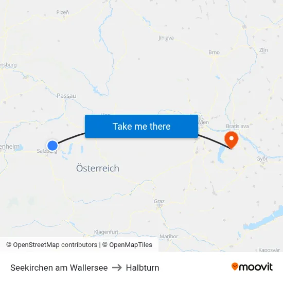 Seekirchen am Wallersee to Halbturn map