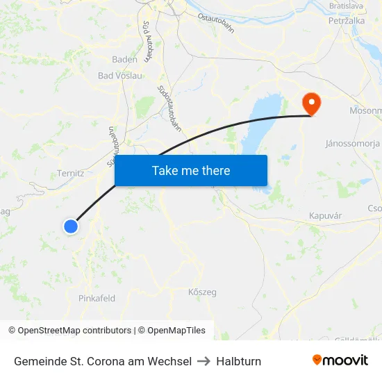 Gemeinde St. Corona am Wechsel to Halbturn map
