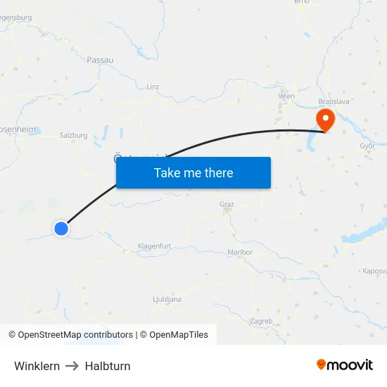Winklern to Halbturn map