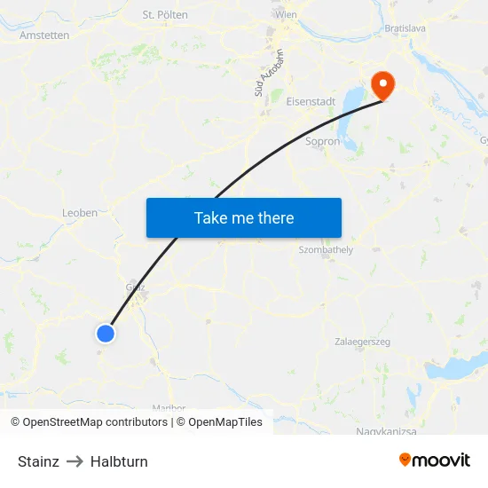 Stainz to Halbturn map