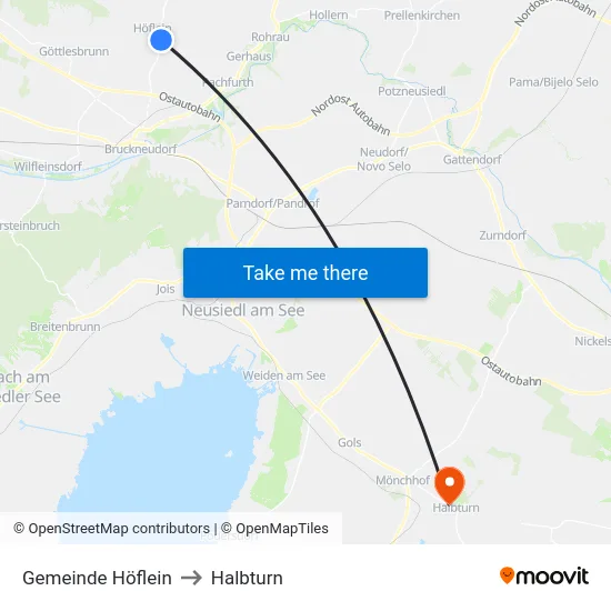 Gemeinde Höflein to Halbturn map