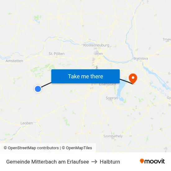 Gemeinde Mitterbach am Erlaufsee to Halbturn map