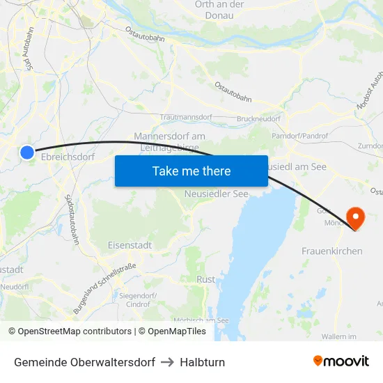 Gemeinde Oberwaltersdorf to Halbturn map