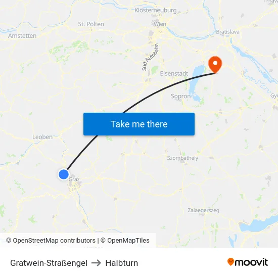 Gratwein-Straßengel to Halbturn map