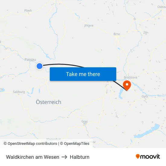 Waldkirchen am Wesen to Halbturn map