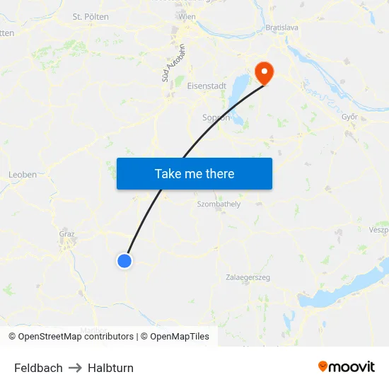 Feldbach to Halbturn map