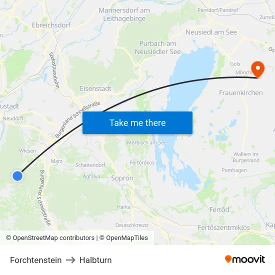 Forchtenstein to Halbturn map