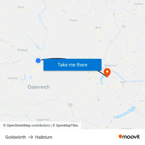 Goldwörth to Halbturn map