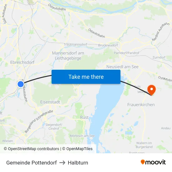 Gemeinde Pottendorf to Halbturn map