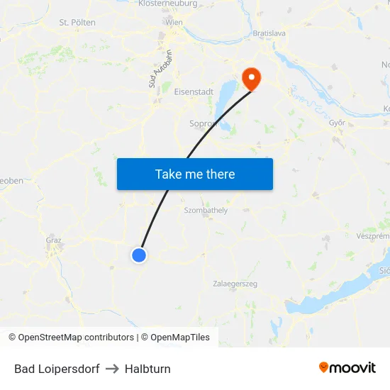 Bad Loipersdorf to Halbturn map