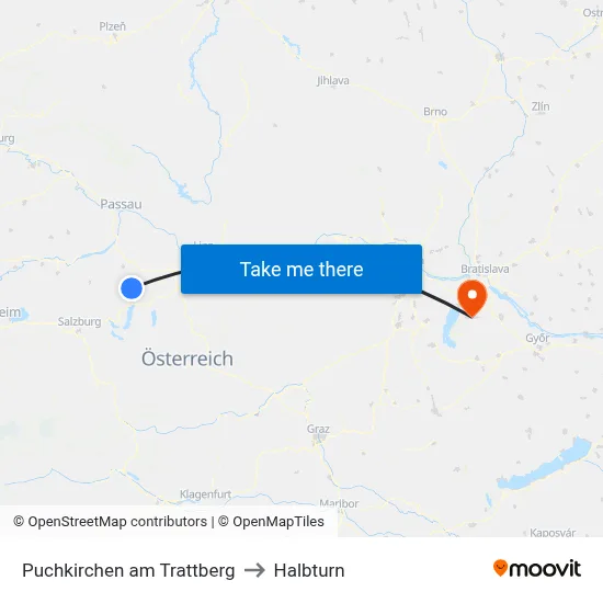 Puchkirchen am Trattberg to Halbturn map