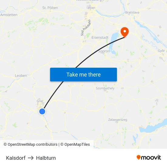 Kalsdorf to Halbturn map